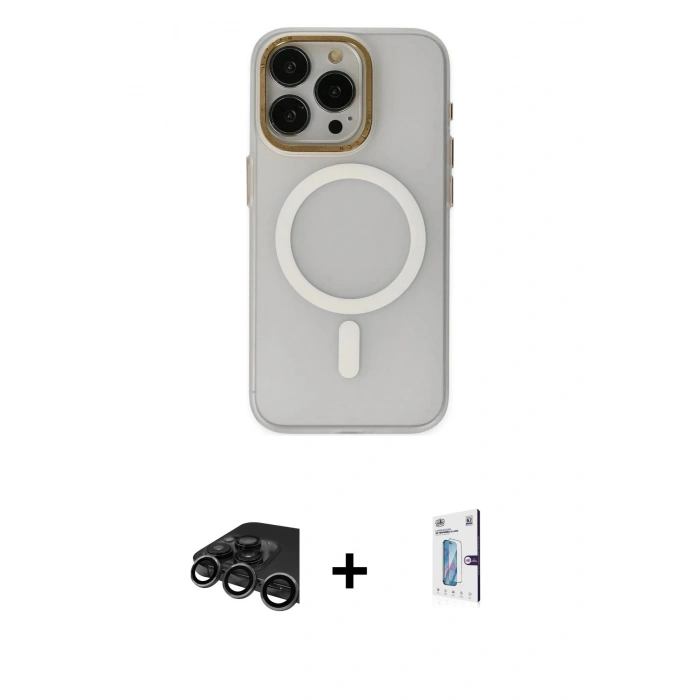 MARSİLYAN™- iPhone 15 Pro Max Kılıf Yadigar Işık - Siyah Bilvis 0.18mm Plus Cam Ekran Koruyucu + Raze Metal Kamera Lens - TMGI