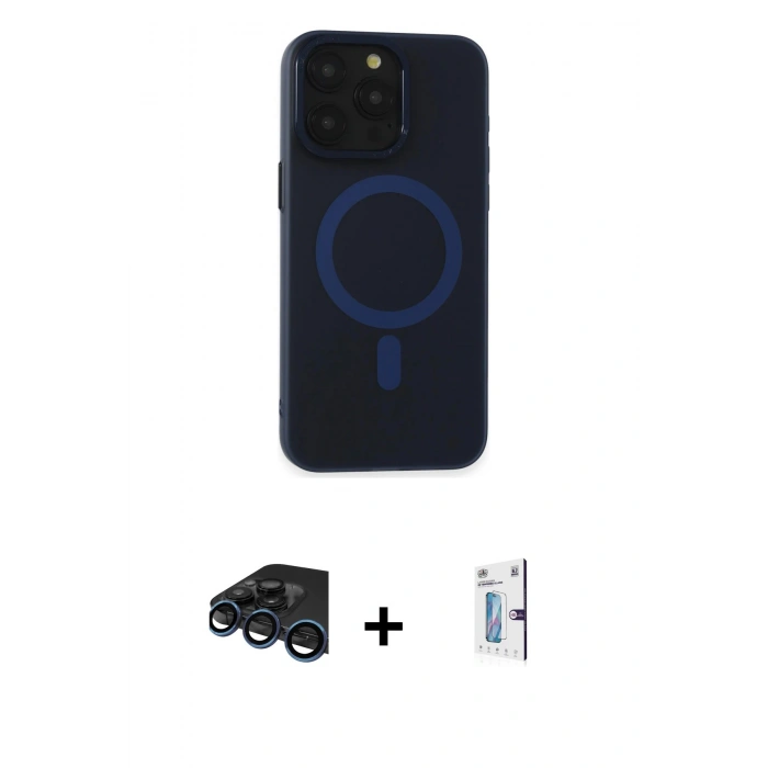 MARSİLYAN™- iPhone 15 Pro Max Kılıf Yadigar Işık - Siyah Bilvis 0.18mm Plus Cam Ekran Koruyucu + Raze Metal Kamera Lens - LT
