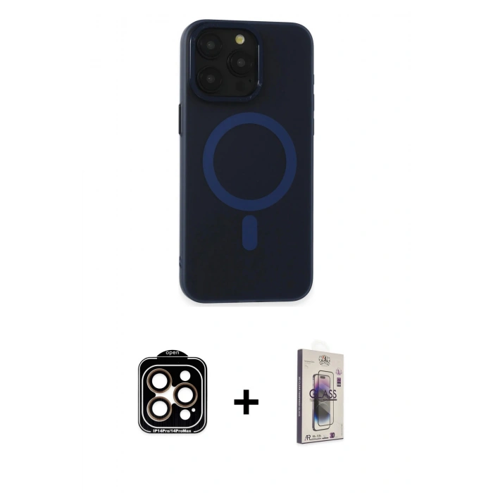 MARSİLYAN™- iPhone 15 Pro Max Kılıf Yadigar Işık - Siyah Bilvis 3D Cam Ekran Koruyucu + PVD Metal Kamera Lens - TU