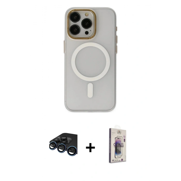 MARSİLYAN™- iPhone 15 Pro Max Kılıf Yadigar Işık - Siyah Bilvis 3D Cam Ekran Koruyucu + Raze Metal Kamera Lens - LT