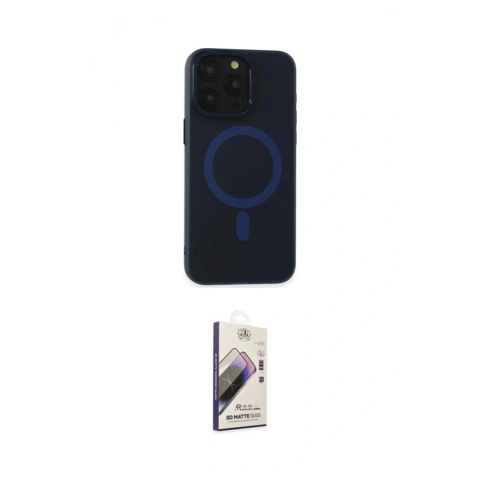 MARSİLYAN™- iPhone 15 Pro Max Kılıf Yadigar Işık - Siyah Bilvis 3D Mat Cam Ekran Koruyucu