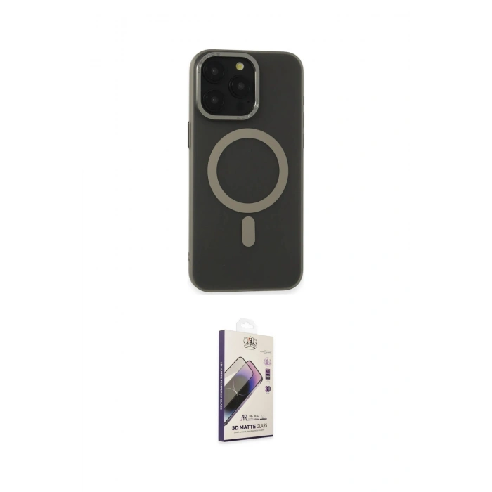 MARSİLYAN™- iPhone 15 Pro Max Kılıf Yadigar Işık - Siyah Bilvis 3D Mat Cam Ekran Koruyucu