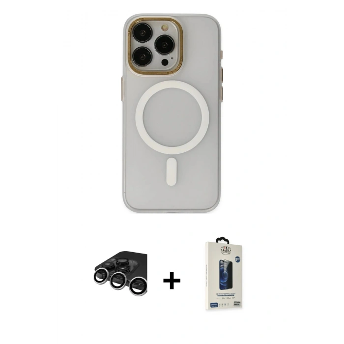 MARSİLYAN™- iPhone 15 Pro Max Kılıf Yadigar Işık - Siyah Bilvis Hayalet Cam Ekran Koruyucu + Raze Metal Kamera Lens - GS