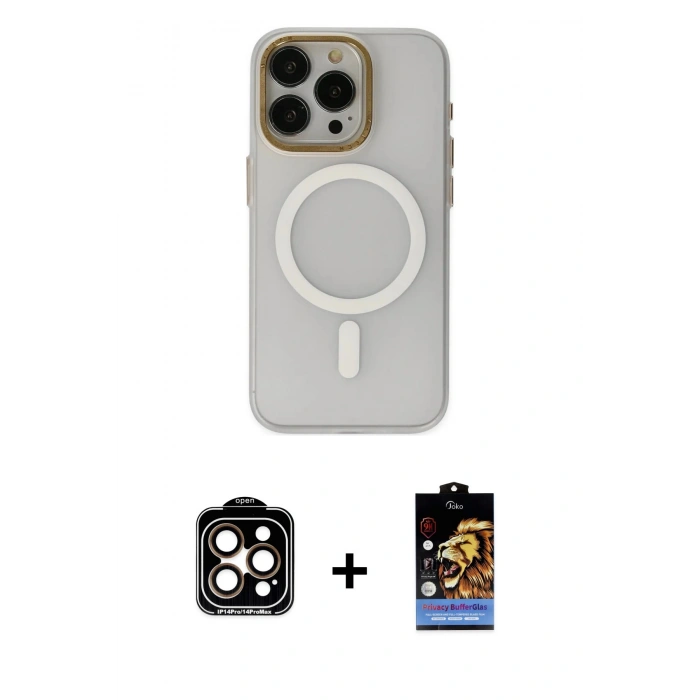 MARSİLYAN™- iPhone 15 Pro Max Kılıf Yadigar Işık - Siyah Buffer Hayalet Cam Ekran Koruyucu + PVD Metal Kamera Lens - TU