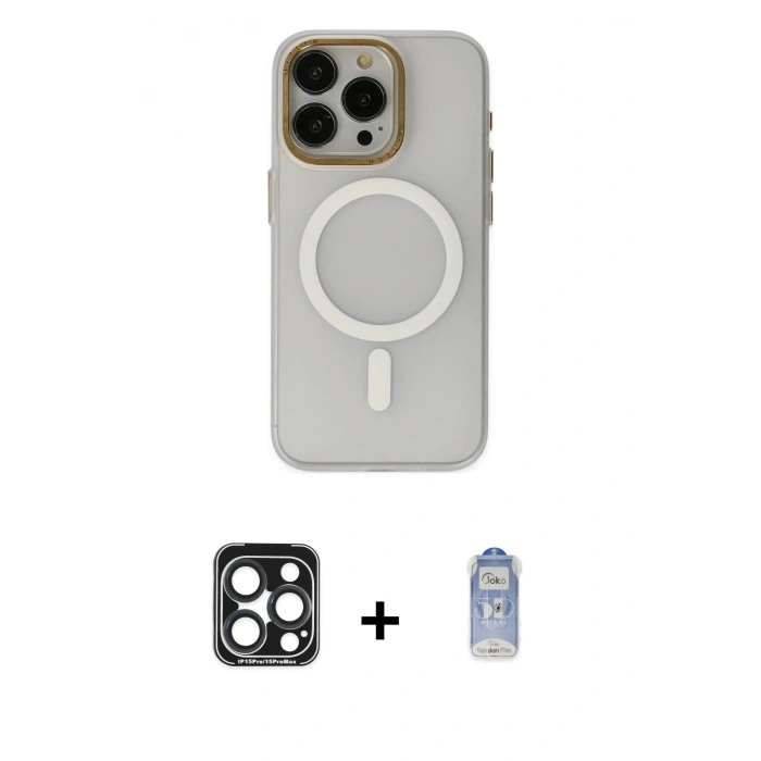 MARSİLYAN™- iPhone 15 Pro Max Kılıf Yadigar Işık - Siyah Joko Magic 5D Cam + PVD Metal Kamera Lens - LT