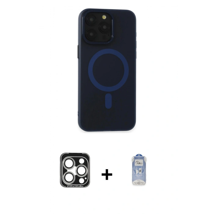 MARSİLYAN™- iPhone 15 Pro Max Kılıf Yadigar Işık - Siyah Joko Magic 5D Cam + PVD Metal Kamera Lens - GS