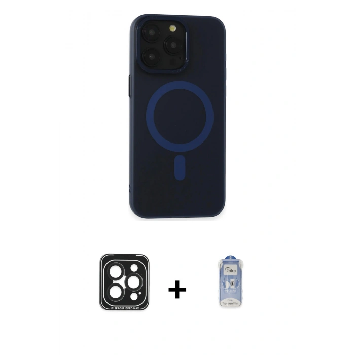 MARSİLYAN™- iPhone 15 Pro Max Kılıf Yadigar Işık - Siyah Joko Magic 5D Cam + PVD Metal Kamera Lens - SH