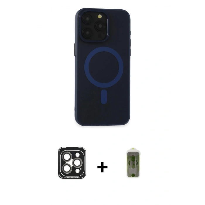 MARSİLYAN™- iPhone 15 Pro Max Kılıf Yadigar Işık - Siyah Joko Magic 5D Hayalet Cam + PVD Metal Kamera Lens - GI
