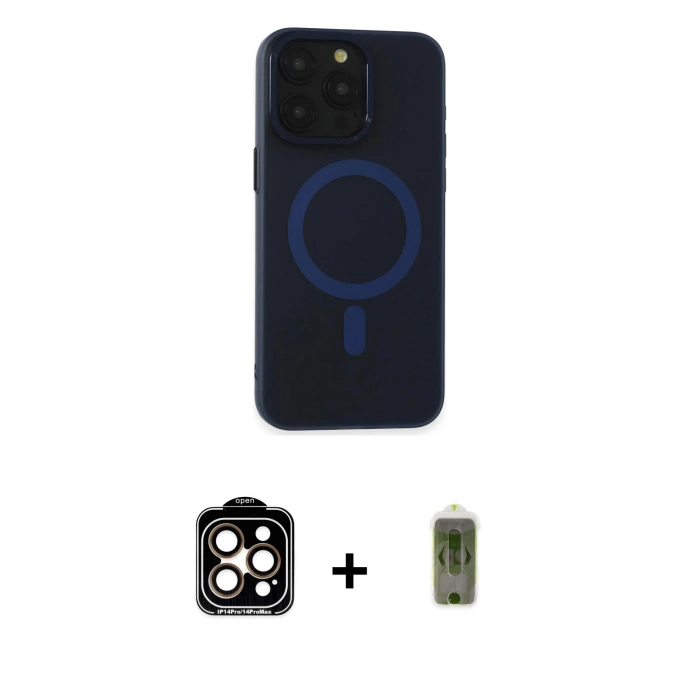 MARSİLYAN™- iPhone 15 Pro Max Kılıf Yadigar Işık - Siyah Joko Magic 5D Hayalet Cam + PVD Metal Kamera Lens - TU