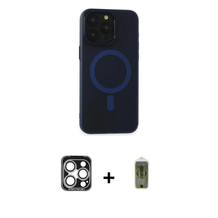 MARSİLYAN™- iPhone 15 Pro Max Kılıf Yadigar Işık - Siyah Joko Magic 5D Hayalet Cam + PVD Metal Kamera Lens - GS