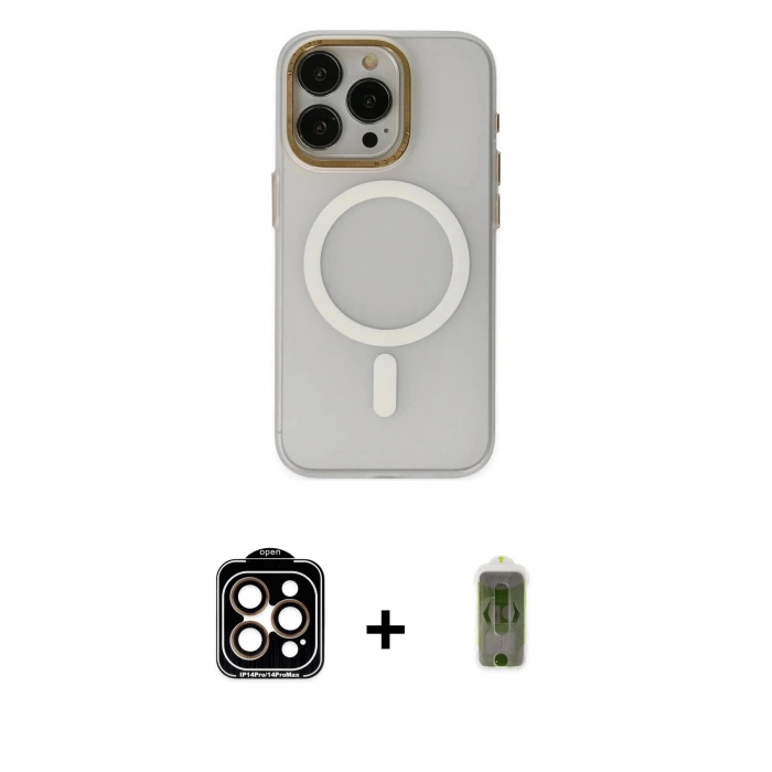 MARSİLYAN™- iPhone 15 Pro Max Kılıf Yadigar Işık - Siyah Joko Magic 5D Hayalet Cam + PVD Metal Kamera Lens - TU