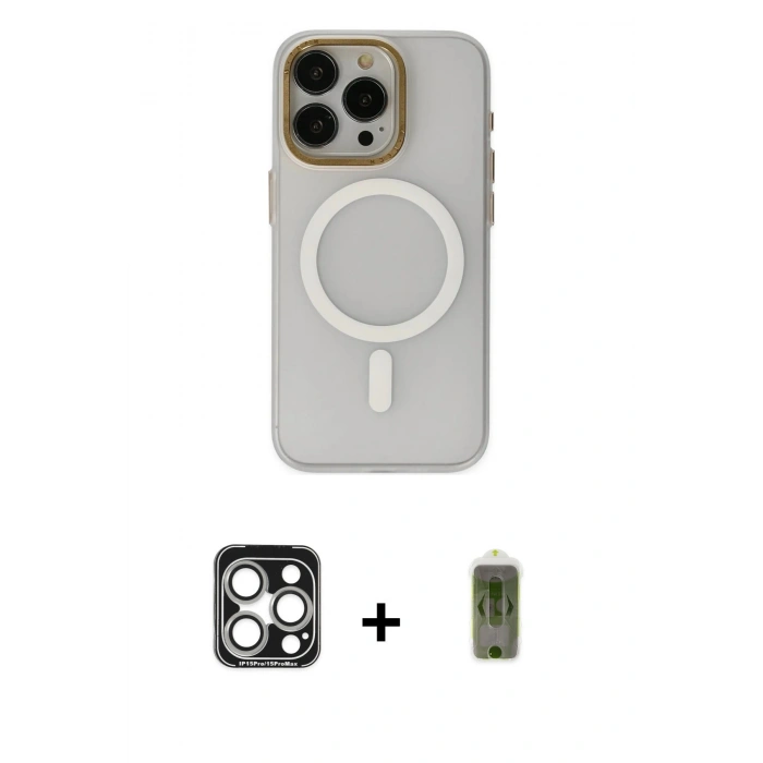 MARSİLYAN™- iPhone 15 Pro Max Kılıf Yadigar Işık - Siyah Joko Magic 5D Hayalet Cam + PVD Metal Kamera Lens - GS