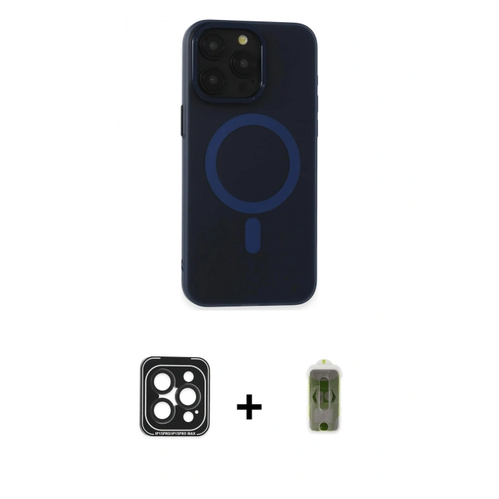 MARSİLYAN™- iPhone 15 Pro Max Kılıf Yadigar Işık - Siyah Joko Magic 5D Hayalet Cam + PVD Metal Kamera Lens - SH