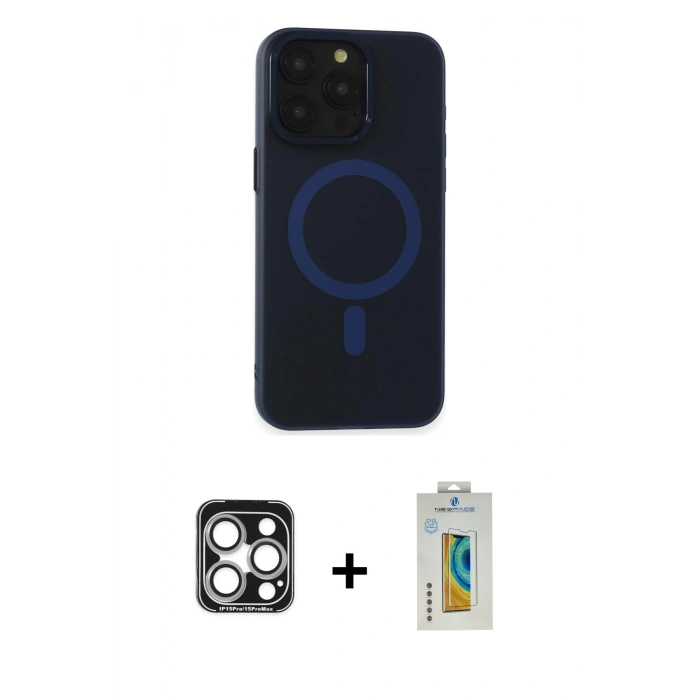 MARSİLYAN™- iPhone 15 Pro Max Kılıf Yadigar Işık - Siyah Polymer Nano Ekran Koruyucu + PVD Metal Kamera Lens - GS