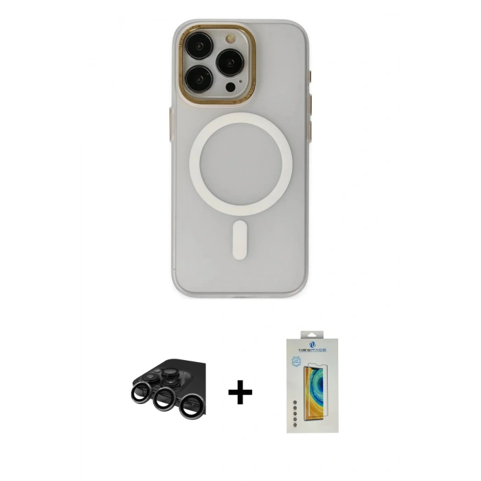 MARSİLYAN™- iPhone 15 Pro Max Kılıf Yadigar Işık - Siyah Polymer Nano Ekran Koruyucu + Raze Metal Kamera Lens - TMGI