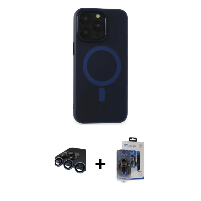 MARSİLYAN™- iPhone 15 Pro Max Kılıf Yadigar Işık - Siyah Vanessa Magic Cam + Raze Metal Kamera Lens - LT