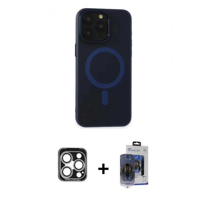 MARSİLYAN™- iPhone 15 Pro Max Kılıf Yadigar Işık - Siyah Vanessa Magic Cam + PVD Metal Kamera Lens - GS