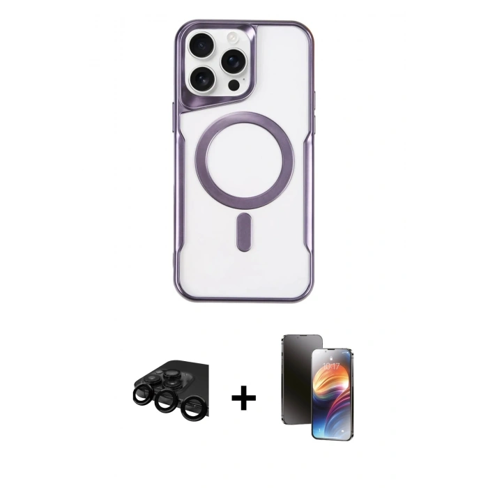 MARSİLYAN™- iPhone 15 Pro Max Kılıf Yadigar Klasik Özel Seri - Siyah 3D Antistatik Mat Seramik Nano Ekran Koruyucu + Raze Metal Kamera Lens - SH
