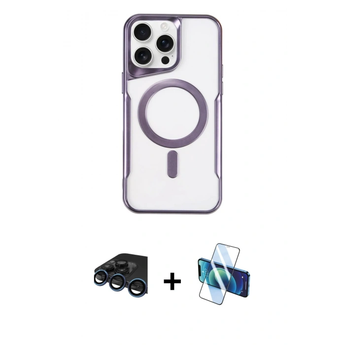 MARSİLYAN™- iPhone 15 Pro Max Kılıf Yadigar Klasik Özel Seri - Siyah 3D Antistatik Seramik Nano Ekran Koruyucu + Raze Metal Kamera Lens - LT