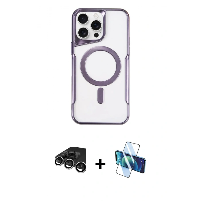 MARSİLYAN™- iPhone 15 Pro Max Kılıf Yadigar Klasik Özel Seri - Siyah 3D Antistatik Seramik Nano Ekran Koruyucu + Raze Metal Kamera Lens - GS