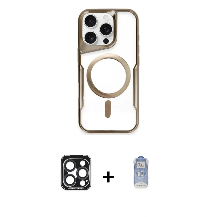 MARSİLYAN™- iPhone 15 Pro Max Kılıf Yadigar Klasik Özel Seri - Siyah Joko Magic 5D Cam + PVD Metal Kamera Lens - LT