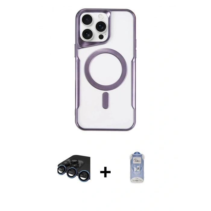 MARSİLYAN™- iPhone 15 Pro Max Kılıf Yadigar Klasik Özel Seri - Siyah Joko Magic 5D Cam + Raze Metal Kamera Lens - LT