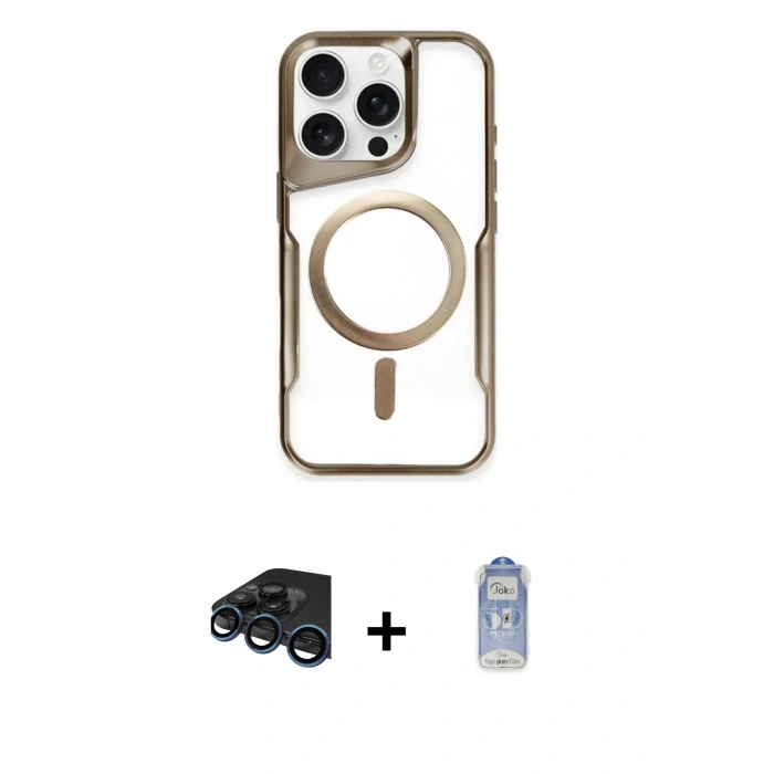 MARSİLYAN™- iPhone 15 Pro Max Kılıf Yadigar Klasik Özel Seri - Siyah Joko Magic 5D Cam + Raze Metal Kamera Lens - LT