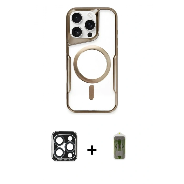 MARSİLYAN™- iPhone 15 Pro Max Kılıf Yadigar Klasik Özel Seri - Siyah Joko Magic 5D Hayalet Cam + PVD Metal Kamera Lens - LT