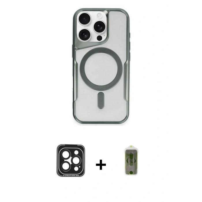 MARSİLYAN™- iPhone 15 Pro Max Kılıf Yadigar Klasik Özel Seri - Siyah Joko Magic 5D Hayalet Cam + PVD Metal Kamera Lens - SH