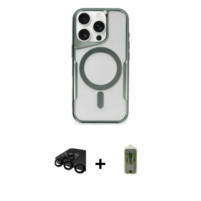 MARSİLYAN™- iPhone 15 Pro Max Kılıf Yadigar Klasik Özel Seri - Siyah Joko Magic 5D Hayalet Cam + Raze Metal Kamera Lens - SH