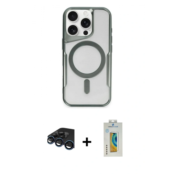 MARSİLYAN™- iPhone 15 Pro Max Kılıf Yadigar Klasik Özel Seri - Siyah Polymer Nano Ekran Koruyucu + Raze Metal Kamera Lens - LT