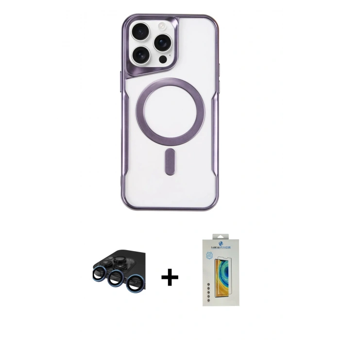 MARSİLYAN™- iPhone 15 Pro Max Kılıf Yadigar Klasik Özel Seri - Siyah Polymer Nano Ekran Koruyucu + Raze Metal Kamera Lens - LT