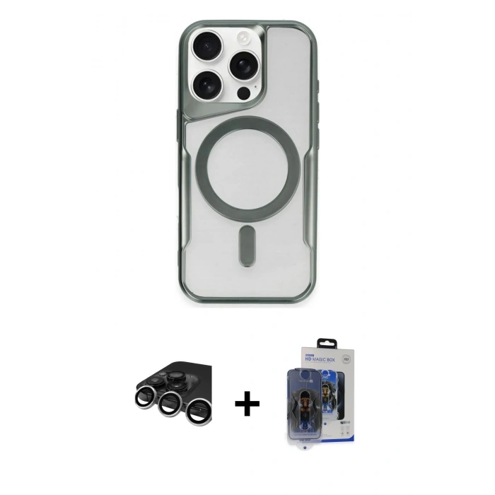 MARSİLYAN™- iPhone 15 Pro Max Kılıf Yadigar Klasik Özel Seri - Siyah Vanessa Magic Cam + Raze Metal Kamera Lens - GS