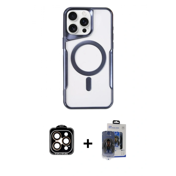 MARSİLYAN™- iPhone 15 Pro Max Kılıf Yadigar Klasik Özel Seri - Siyah Vanessa Magic Cam + PVD Metal Kamera Lens - TU