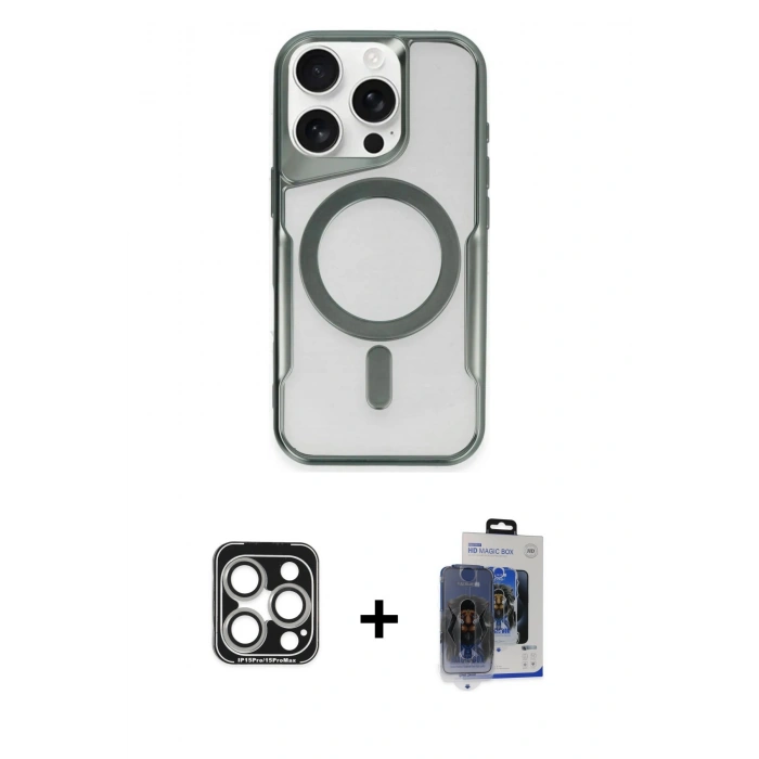 MARSİLYAN™- iPhone 15 Pro Max Kılıf Yadigar Klasik Özel Seri - Siyah Vanessa Magic Cam + PVD Metal Kamera Lens - GS
