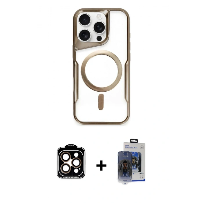 MARSİLYAN™- iPhone 15 Pro Max Kılıf Yadigar Klasik Özel Seri - Siyah Vanessa Magic Cam + PVD Metal Kamera Lens - TU