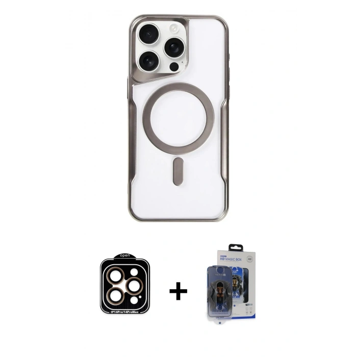 MARSİLYAN™- iPhone 15 Pro Max Kılıf Yadigar Klasik Özel Seri - Siyah Vanessa Magic Cam + PVD Metal Kamera Lens - TU