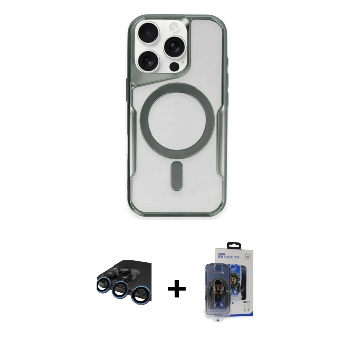 MARSİLYAN™- iPhone 15 Pro Max Kılıf Yadigar Klasik Özel Seri - Siyah Vanessa Magic Cam + Raze Metal Kamera Lens - LT