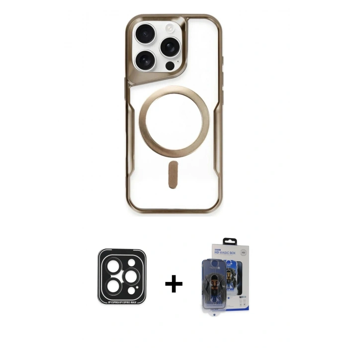 MARSİLYAN™- iPhone 15 Pro Max Kılıf Yadigar Klasik Özel Seri - Siyah Vanessa Magic Cam + Siyah PVD Metal Kamera Lens