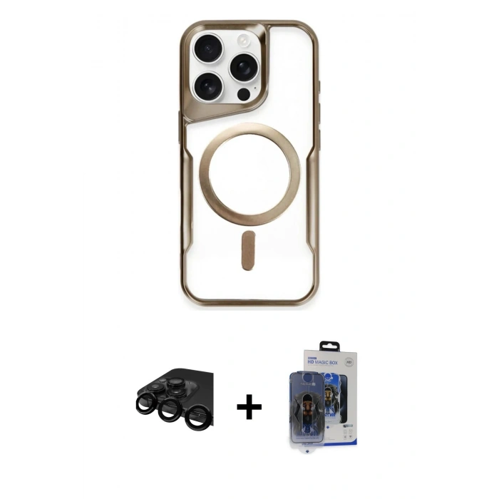 MARSİLYAN™- iPhone 15 Pro Max Kılıf Yadigar Klasik Özel Seri - Siyah Vanessa Magic Cam + Siyah Raze Metal Kamera Lens