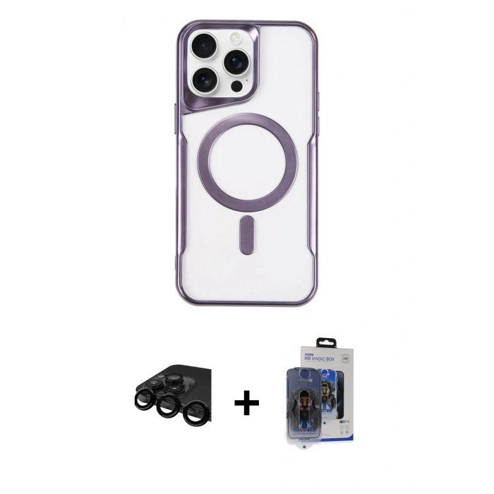 MARSİLYAN™- iPhone 15 Pro Max Kılıf Yadigar Klasik Özel Seri - Siyah Vanessa Magic Cam + Siyah Raze Metal Kamera Lens