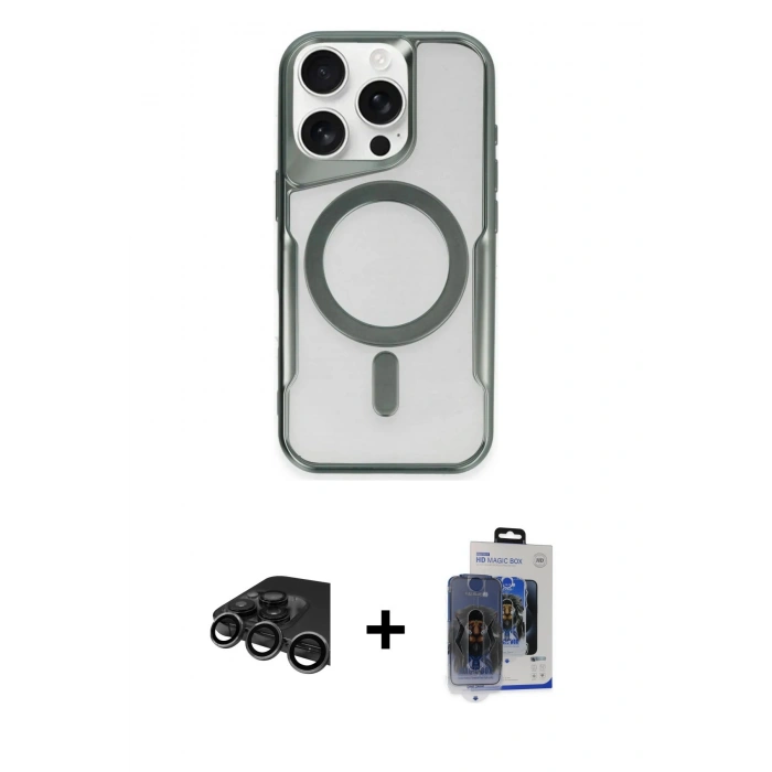 MARSİLYAN™- iPhone 15 Pro Max Kılıf Yadigar Klasik Özel Seri - Siyah Vanessa Magic Cam + Raze Metal Kamera Lens - TMGI