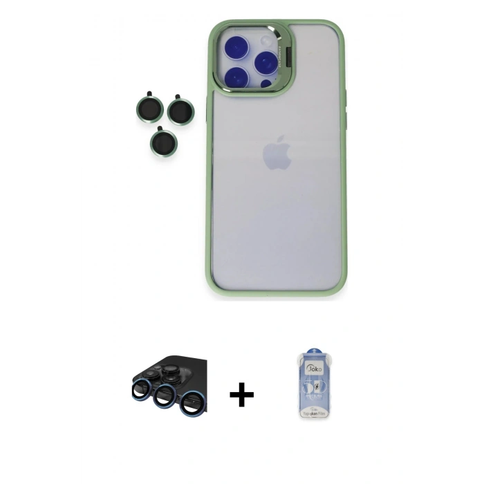 MARSİLYAN™- iPhone 15 Pro Max Kılıf Yankı Asil Serisi - Siyah Joko Magic 5D Cam + Raze Metal Kamera Lens - LT