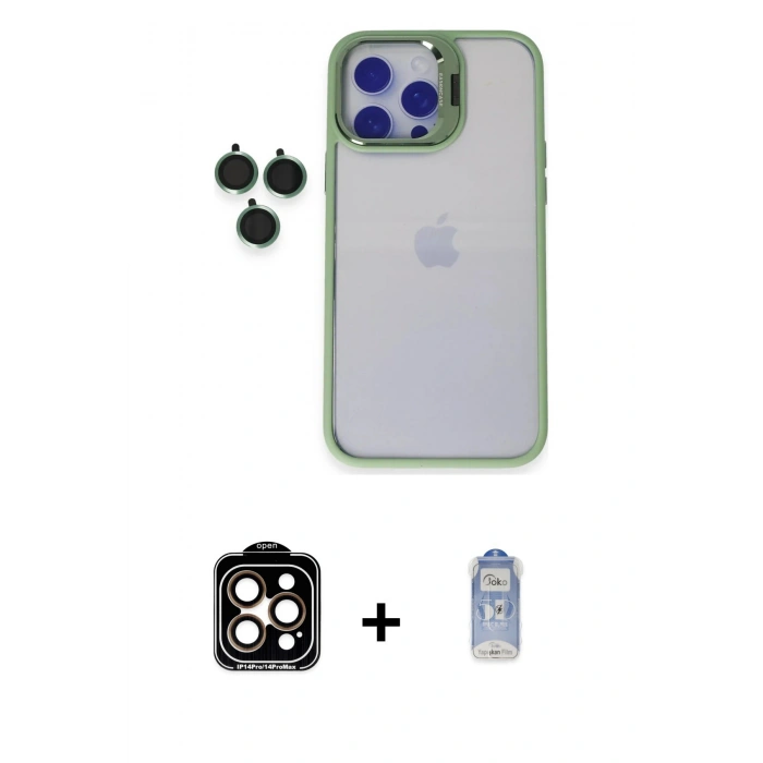 MARSİLYAN™- iPhone 15 Pro Max Kılıf Yankı Asil Serisi - Siyah Joko Magic 5D Cam + PVD Metal Kamera Lens - TU