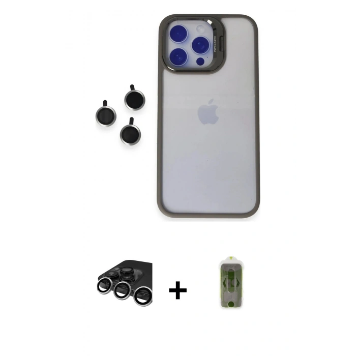 MARSİLYAN™- iPhone 15 Pro Max Kılıf Yankı Asil Serisi - Siyah Joko Magic 5D Hayalet Cam + Raze Metal Kamera Lens - GS