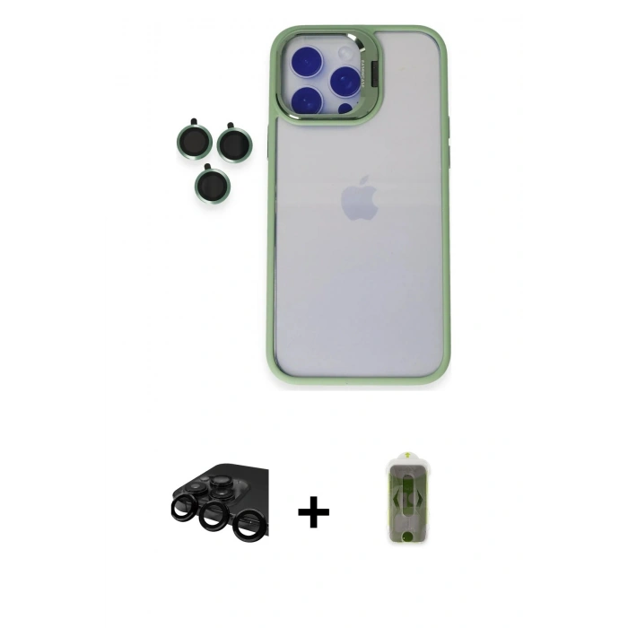 MARSİLYAN™- iPhone 15 Pro Max Kılıf Yankı Asil Serisi - Siyah Joko Magic 5D Hayalet Cam + Raze Metal Kamera Lens - SH