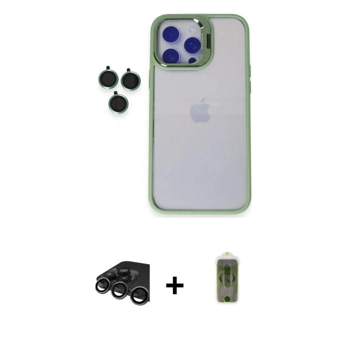 MARSİLYAN™- iPhone 15 Pro Max Kılıf Yankı Asil Serisi - Siyah Joko Magic 5D Hayalet Cam + Raze Metal Kamera Lens - TMGI