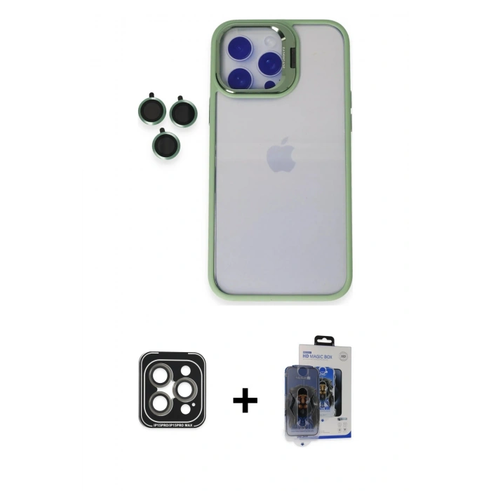 MARSİLYAN™- iPhone 15 Pro Max Kılıf Yankı Asil Serisi - Siyah Vanessa Magic Cam + PVD Metal Kamera Lens - GI