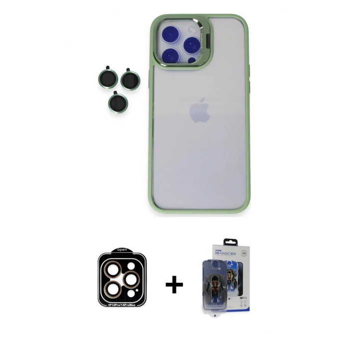 MARSİLYAN™- iPhone 15 Pro Max Kılıf Yankı Asil Serisi - Siyah Vanessa Magic Cam + PVD Metal Kamera Lens - TU