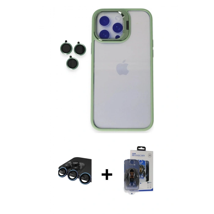MARSİLYAN™- iPhone 15 Pro Max Kılıf Yankı Asil Serisi - Siyah Vanessa Magic Cam + Raze Metal Kamera Lens - LT